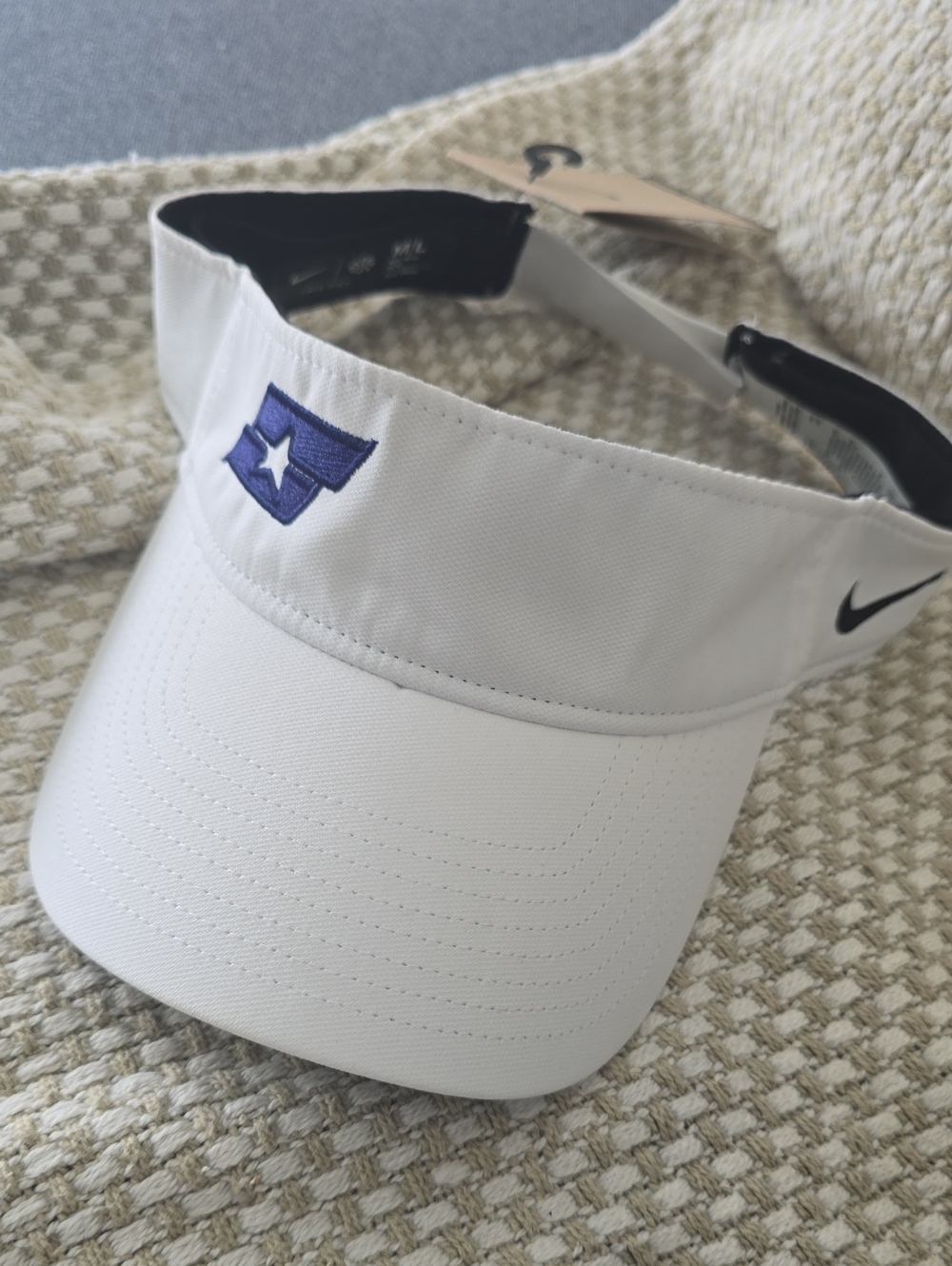 Nike White Women's Visor with Purple Embroidered Emblem